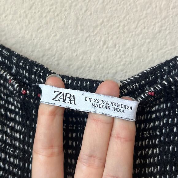 Zara Black Embroidered Tiered Maxi Dress Size XS - Picture 4 of 5